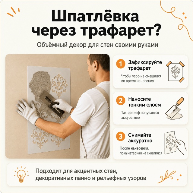 Шпатлёвка через трафарет